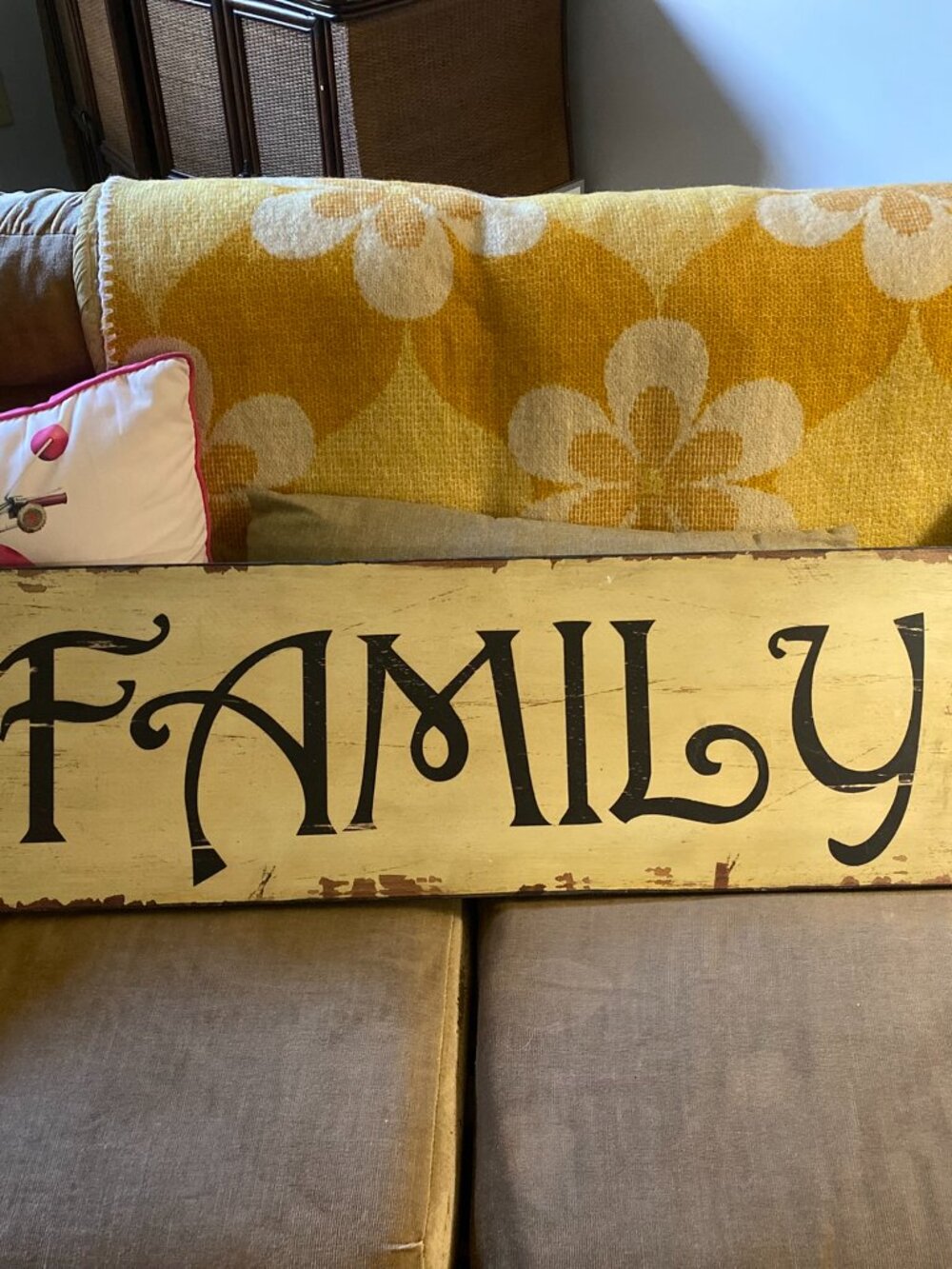 Distressed Wooden "Family" Wall Sign Heavy Farmhouse Decor